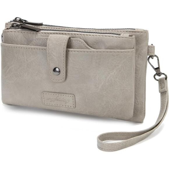 Handbags - Womens Vintage Vegan Leather Wristlet Clutch Purse with Zip Around 2